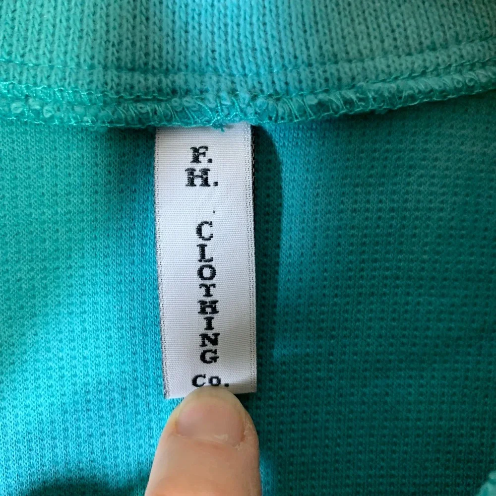 F.H. Clothing‎ Co Womens Teal Ribbed Full Zip Mock Neck Vest S USA Lagenlook